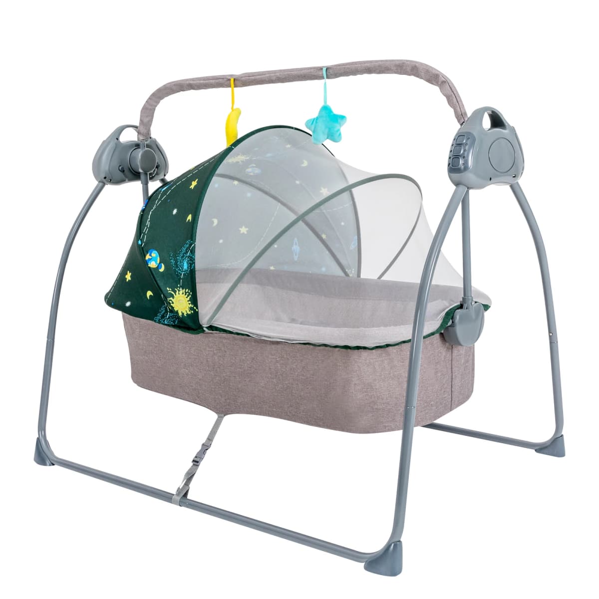 25kg Load Electric Baby Cradle, 5 Swing Speeds Auto Infant Swing Bed, Timing Control Newborn Soothing Rocker, Portable Baby Sleeping Bouncer, Multifunctional Kid Lullaby Cradle Chair