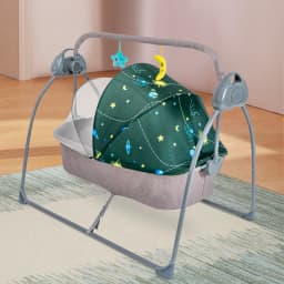 25kg Load Electric Baby Cradle, 5 Swing Speeds Auto Infant Swing Bed, Timing Control Newborn Soothing Rocker, Portable Baby Sleeping Bouncer, Multifunctional Kid Lullaby Cradle Chair