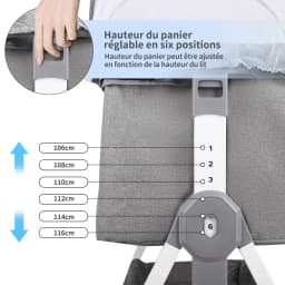 Baby Co-sleeping Crib, 2-in-1, with Mosquito Net, Height-Adjustable Bedside Crib, with Wheels and Rocking Function, for Ages 0–36 Months, 80 X 40 X 100–116 cm