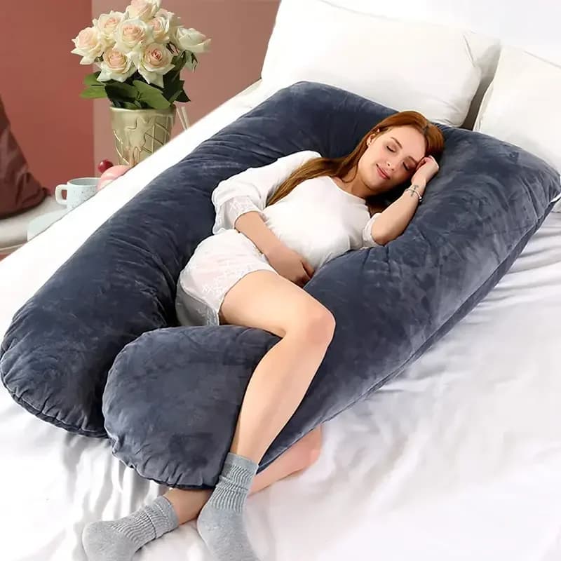 U Shaped Pregnancy Pillow Full Body Maternity Support Cushion Soft Fleece For Side Sleepers Lumbar Abdominal Back Sleeping Support