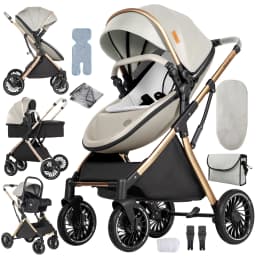 3 in 1 Stroller Baby Stroller Baby Car Luxury High Quality High Landscape Lightweight Portable Foldable Travel Pram Multi Functional Stroller with Baby Car Seat Mattress and Storage Bag Fashion Casual Shopping Cart 