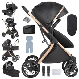 3 in 1 Stroller Baby Stroller Baby Car Luxury High Quality High Landscape Lightweight Portable Foldable Travel Pram Multi Functional Stroller with Baby Car Seat Mattress and Storage Bag Fashion Casual Shopping Cart 