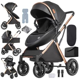 3 in 1 Stroller Baby Stroller Baby Car Luxury High Quality High Landscape Lightweight Portable Foldable Travel Pram Multi Functional Stroller with Baby Car Seat Mattress and Storage Bag Fashion Casual Shopping Cart 