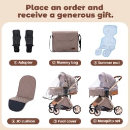 3‑in‑1 Luxurious Elevated‑View Baby Stroller with Infant Car Seat, Portable Folding Travel Pram, Aluminum Frame, Breathable Mesh Seat, Multi‑Position Reclining for Newborns