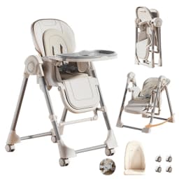Convertible Baby Swing Chair High Chair 2 in 1 Toddler Feeding Chair, Transformable Swing Function for Baby Relaxing and Eating, Adjustable Height Design, Detachable Food Tray, Safety Harness, Comfortable Infant Chair for Home Use