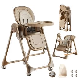 Convertible Baby Swing Chair High Chair 2 in 1 Toddler Feeding Chair, Transformable Swing Function for Baby Relaxing and Eating, Adjustable Height Design, Detachable Food Tray, Safety Harness, Comfortable Infant Chair for Home Use