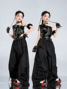 Girls K-pop Cool Crop Top Hot Pants Kids Jazz Shorts Dance Culottes Clothes Sets Children Hip Hop Streetwear Girl Group Costumes