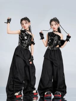 Girls K-pop Cool Crop Top Hot Pants Kids Jazz Shorts Dance Culottes Clothes Sets Children Hip Hop Streetwear Girl Group Costumes