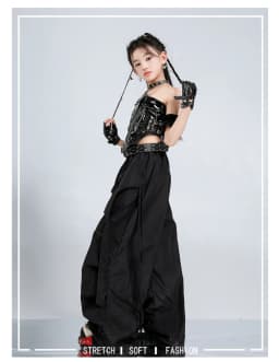 Girls K-pop Cool Crop Top Hot Pants Kids Jazz Shorts Dance Culottes Clothes Sets Children Hip Hop Streetwear Girl Group Costumes