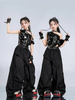 Girls K-pop Cool Crop Top Hot Pants Kids Jazz Shorts Dance Culottes Clothes Sets Children Hip Hop Streetwear Girl Group Costumes