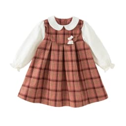Dave Bella Girls Princess Dress Sweet Cute Childrens Plaid Fake Two Piece Baby Long Sleeve Dress Outdoor Party DB3261130
