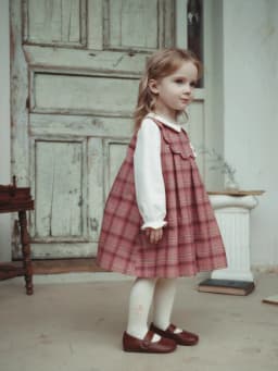 Dave Bella Girls Princess Dress Sweet Cute Childrens Plaid Fake Two Piece Baby Long Sleeve Dress Outdoor Party DB3261130