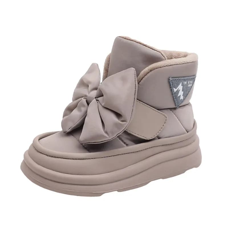 Children's Snow Boots 2024 New Winter Kids Shoes Butterfly-knot Waterproof Warm Plush Fashion Princess Girls Boots EU 22-37