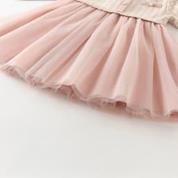 Dave Bella Children's Fake Two piece Dress Autumn Charm Gentle Cute Girls' Pink Mesh Princess Dress Party Outdoor DB3253125