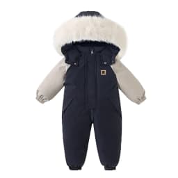 Winter Baby Ski Suit Plus Velvet Baby Jumpsuit Boys Overalls Warm Kids Clothes Waterproof Children Clothing Set 1-5 Years