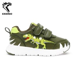 EXDINO Dinosaur Baby Kids LED T-REX Leather Autumn New Boys Girls Flashing Sneakers Light Up Little Children Casual Sports Shoes