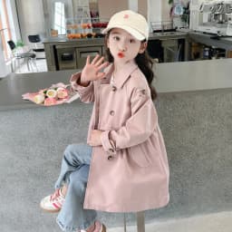 2025 Spring Autumn New 2 3 4 5 6 7 8 9 10 12 Years Children Outerwear Coats Baby Kids Girls Medium Long Slim Waist Trench Jacket