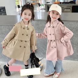 2025 Spring Autumn New 2 3 4 5 6 7 8 9 10 12 Years Children Outerwear Coats Baby Kids Girls Medium Long Slim Waist Trench Jacket