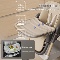 PANGDUBE Adjustable Baby High Chair 0-3 Years Foldable Toddler Dining Seat with Tray Reclining Feeding Chair Baby Dinner Chair