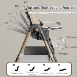 PANGDUBE Adjustable Baby High Chair 0-3 Years Foldable Toddler Dining Seat with Tray Reclining Feeding Chair Baby Dinner Chair