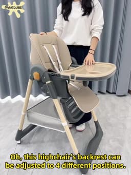 PANGDUBE Adjustable Baby High Chair 0-3 Years Foldable Toddler Dining Seat with Tray Reclining Feeding Chair Baby Dinner Chair