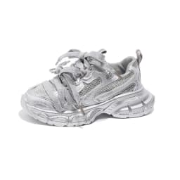 Spring Autumn Girl's Mesh Chunky Sneakers Silver Children's School Sports Shoes Breathable Fashion Kids Running Sneakers Trend