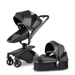 Luxury Baby Stroller 3in1 Pram Carriage PU Leather High Landscape Rotating 360° Trolley Car Pushchair for Newborns