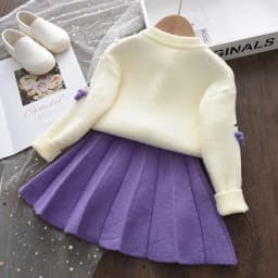 Bear Leader Baby Girls Clothes Set Autumn Winter Cartoon Grape Clothing Set New Kids Knitted Sweet Outfit Children Clothes Suit