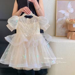 Summer New 3 4 5 6 7 8 9 10 Years Girls Piano Outfit Short Sleeve Princess Bowtie Ball Gown Dress For Kids Baby Birthday Gift