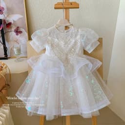 Summer New 3 4 5 6 7 8 9 10 Years Girls Piano Outfit Short Sleeve Princess Bowtie Ball Gown Dress For Kids Baby Birthday Gift
