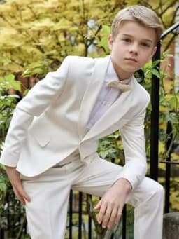 Txjojn 2026 New White Boys Suits 4 Pieces Jacket Vest Pants Bow-tie For Birthday Party Graceful Lapel Child Tuxedo Wedding Guest