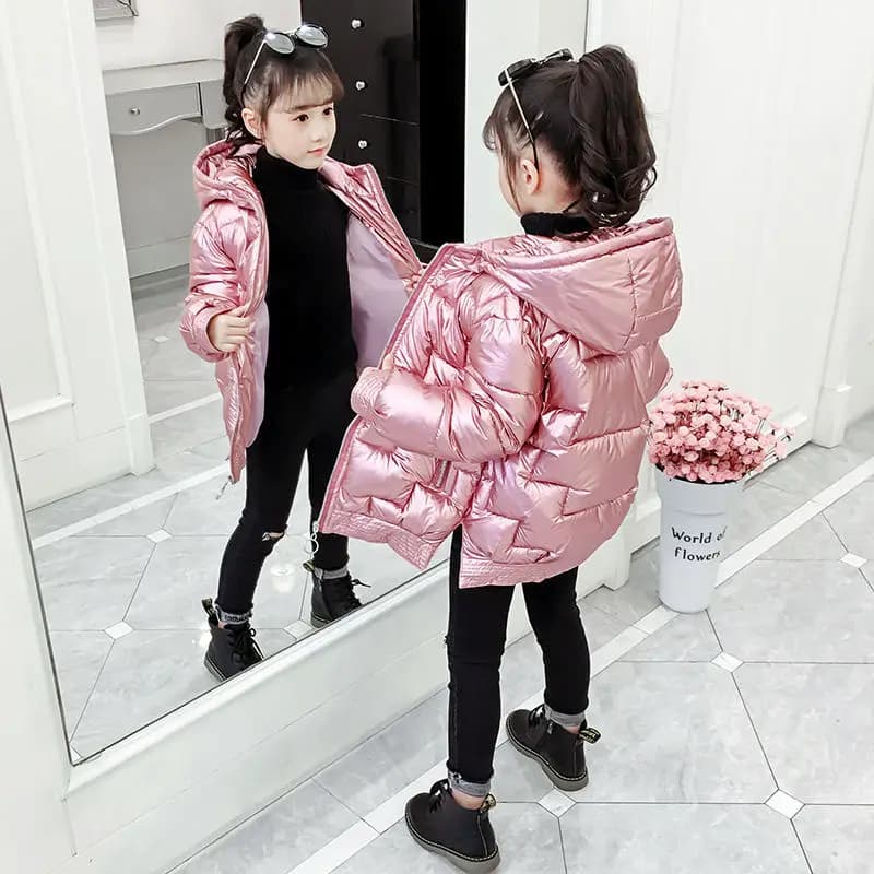 Winter Jacket For Girls Coat Teen Kids Parka Snowsuit Fashion Bright Waterproof Outerwear Children Clothing 4 6 8 10 12 14 Years