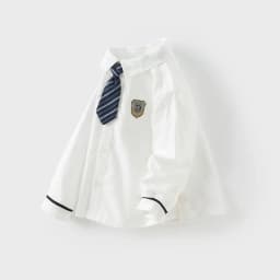 Dave Bella Kid Boy Formal Shirts With Ties Junior Kids Wedding Party Clothes Child White Shirt Cotton Baby Boys Shirt DB1250731