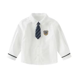 Dave Bella Kid Boy Formal Shirts With Ties Junior Kids Wedding Party Clothes Child White Shirt Cotton Baby Boys Shirt DB1250731