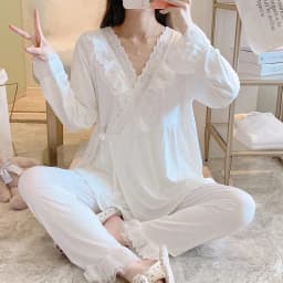 Maternity Modal Pajamas Homewear Sets Across V neck Feeding Pajamas for Pregnant Women Pregnancy Home Hospital Night Wear