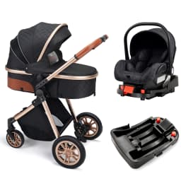 3 in 1 Luxury Pram High Landscape Baby Stroller with Reversible Seat Folding Pushchair for 0-36 Months Kids