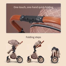 3 in 1 Luxury Pram High Landscape Baby Stroller with Reversible Seat Folding Pushchair for 0-36 Months Kids