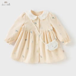 Dave Bella Girls Baby  Princess Dress Autumn Sweet Cute Elegant Children's Long Sleeve Dress Gentle Wallet Party DB3253501