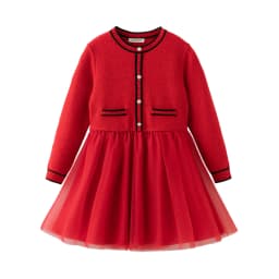 Dave Bella Red Winter Lace Mesh Dress Girls Velvet Long Sleeve Party Princess Dress Children Christmas Birthday Cloth DK4254472