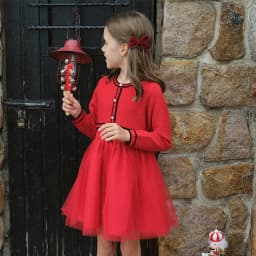 Dave Bella Red Winter Lace Mesh Dress Girls Velvet Long Sleeve Party Princess Dress Children Christmas Birthday Cloth DK4254472