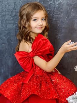 Christmas children's Dress 2025 New style red sequined puffy tulle girls' princess dress cross-border delivery