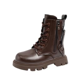 Classic Girls Platform Boots Spring Autumn Fashion Kids Causal Leather Boots Versatile Non-slip Black Brown Children Ankle Boots