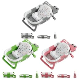 Foldable Baby Bathtub with Bath Pillow, Seat & Thermometer, for Newborns to Toddlers (0-3 Years) Perfect Baby Shower Gift
