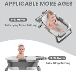 Foldable Baby Bathtub with Bath Pillow, Seat & Thermometer, for Newborns to Toddlers (0-3 Years) Perfect Baby Shower Gift