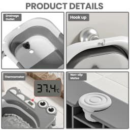Foldable Baby Bathtub with Bath Pillow, Seat & Thermometer, for Newborns to Toddlers (0-3 Years) Perfect Baby Shower Gift