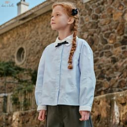 Dave Bella Children's Spring Long Sleeve Shirt Girls White Gentle Blouse Tops Kids Elegant Cotton Top Party DK1260858