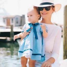 Summer Sister and Brother Clothing Blue Navy Style Dress Short Sleeve Shorts British Academy Dress Set Spanish Baby Clothes