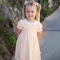 Dave Bella Girls Cotton Dress Autumn Spring Short Sleeve Kids Gentle Soft Dresses Outdoor Pink Sweet Children Clothing DB2252215