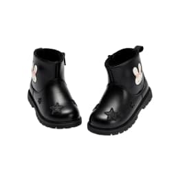 Dave Bella Girls Leather Boots Winter Princess Kid Elegant Soft Anti Slip Velvet Shoes Waterproof Children Black Boots DB4254489