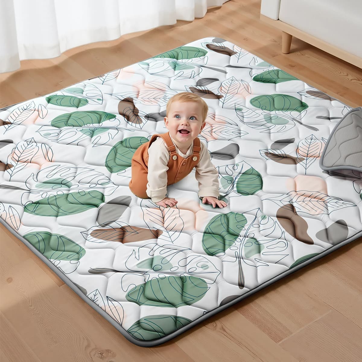 Baby Play Mats, Crawling Playpen Mat, Thicken Soft Padding Foam Playmat Foldable Crawling Mats, Non-Slip & Machine Washable